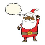 cartoon santa claus punching air with thought bubble N11