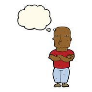 cartoon tough guy with thought bubble N6