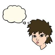 cartoon curious girl with thought bubble N7