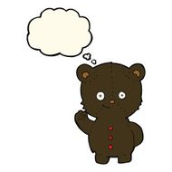 cartoon black bear cub with thought bubble N44
