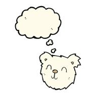 cartoon happy polar bear face with thought bubble N4
