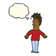cartoon worried man with thought bubble N56