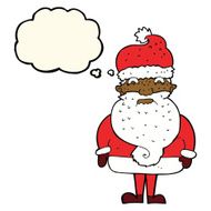 cartoon grumpy santa claus with thought bubble N4