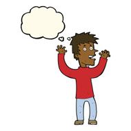 cartoon excited man with thought bubble N44