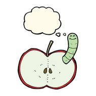 cartoon apple with worm thought bubble N33