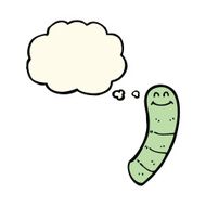 cartoon worm with thought bubble N6