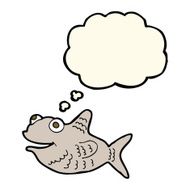 cartoon happy fish with thought bubble N16