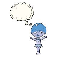 cartoon waving vampire girl with thought bubble N11