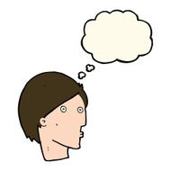 cartoon surprised face with thought bubble N13