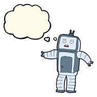cartoon funny robot with thought bubble N45