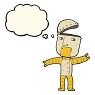 cartoon funny robot with thought bubble N46