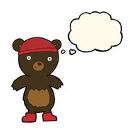 cartoon cute black bear with thought bubble N35