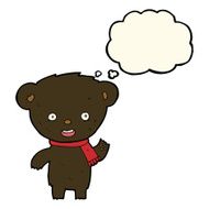 cartoon cute black bear with thought bubble N36