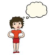 cartoon woman with hands on hips thought bubble N151