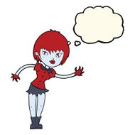 cartoon vampire girl welcoming with thought bubble N7