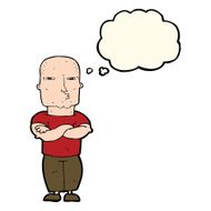 cartoon tough guy with thought bubble N7