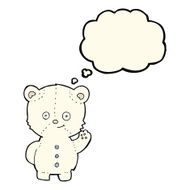 cartoon polar bear cub with thought bubble N51