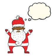 cartoon ugly santa claus with thought bubble N5