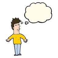 cartoon worried man with thought bubble N59