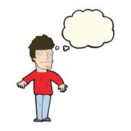 cartoon worried man with thought bubble N60