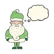 cartoon grumpy santa claus with thought bubble N5