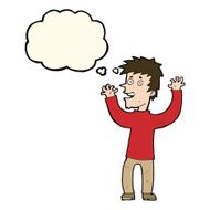 cartoon excited man with thought bubble N45