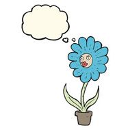 cartoon flower with thought bubble N22