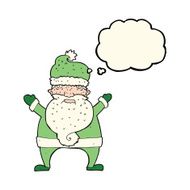 cartoon ugly santa claus with thought bubble N6