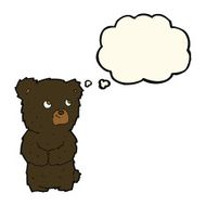 cartoon black bear cub with thought bubble N45