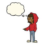 cartoon pointing teenager with thought bubble N6