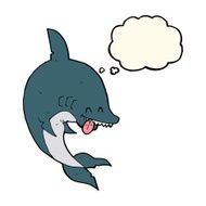 funny cartoon shark with thought bubble N17