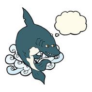 funny cartoon shark with thought bubble N18