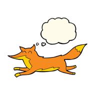 cartoon running fox with thought bubble N3