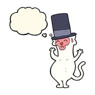 cartoon monkey in top hat with thought bubble N6