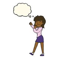 cartoon happy businesswoman with thought bubble N6