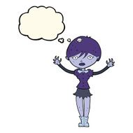 cartoon vampire girl with thought bubble N148