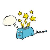 cartoon sparking toaster with thought bubble N3