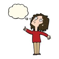 cartoon curious woman with thought bubble N35