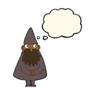 cartoon wizard with thought bubble N13