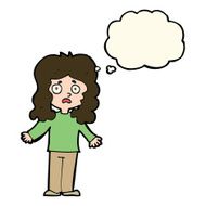 cartoon worried woman with thought bubble N54