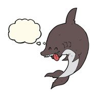 funny cartoon shark with thought bubble N20