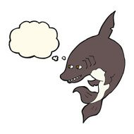 funny cartoon shark with thought bubble N21