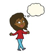 stress free woman cartoon with thought bubble N7