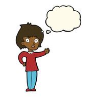 cartoon happy woman with thought bubble N167