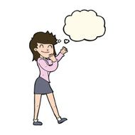 cartoon happy businesswoman with thought bubble N7