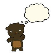 cartoon waving black bear cub with thought bubble N31