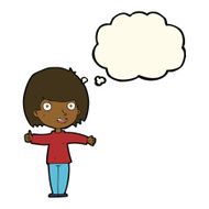 cartoon happy woman with thought bubble N169