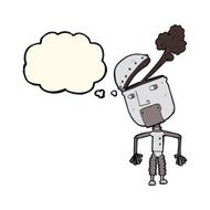 cartoon funny robot with thought bubble N47