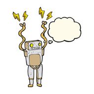 cartoon funny robot with thought bubble N48