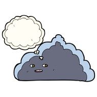 cartoon cloud with thought bubble N13